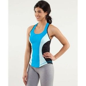 EUC LULULEMON Cardio Kick Beach Blanket Blue Aquamarine Tank Top SZ 6